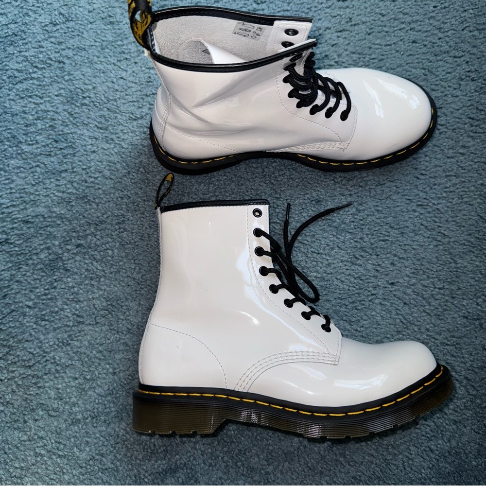 Dr. Martens 1460 White Patent Leather Boots 10 High Top 8-Hole